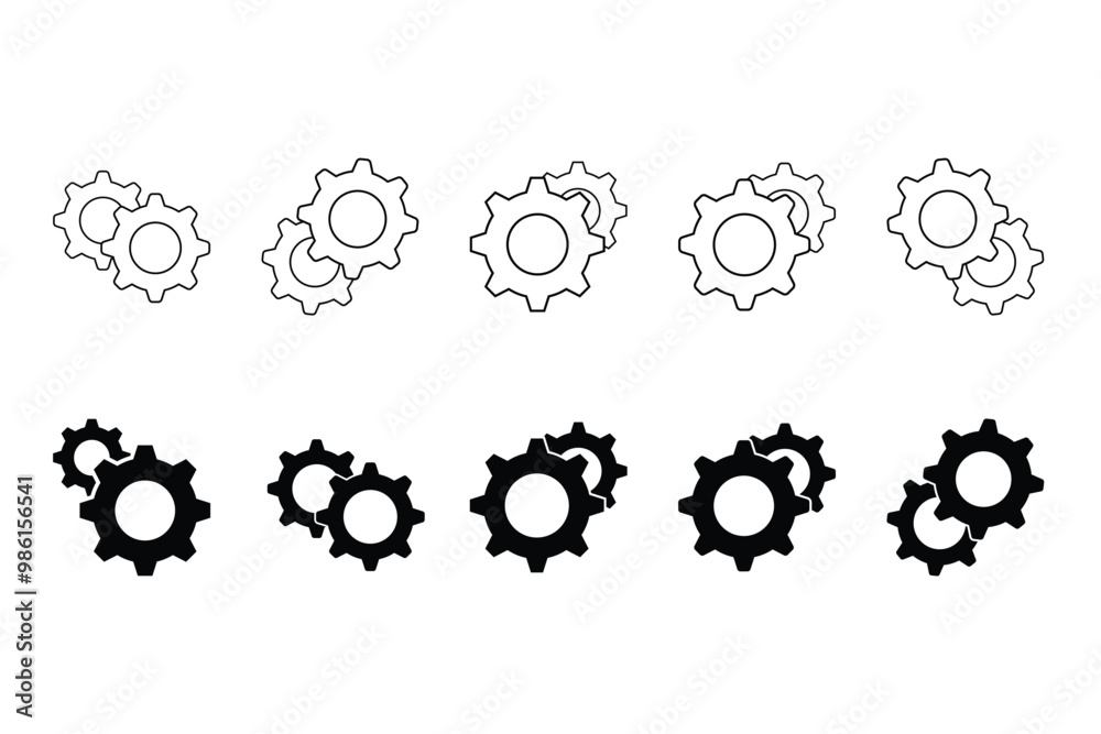 Gear icon set. Gear Settings symbol, cogwheel. Functions symbol. Settings icon vector Illustration Gear icon set. Gear Settings symbol, cogwheel. Functions symbol. Settings icon vector Illustration