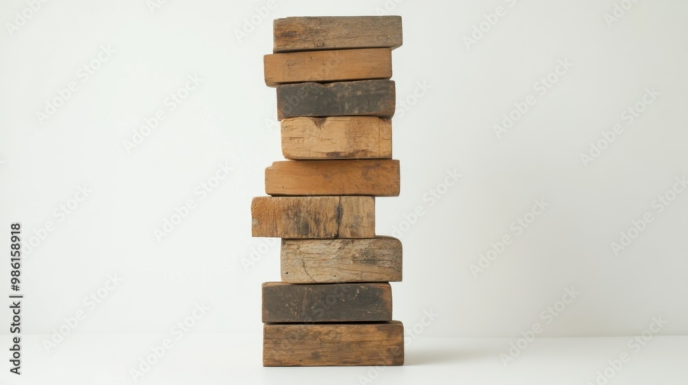 Wooden blocks white background. Generative AI Wooden blocks white background. Generative AI