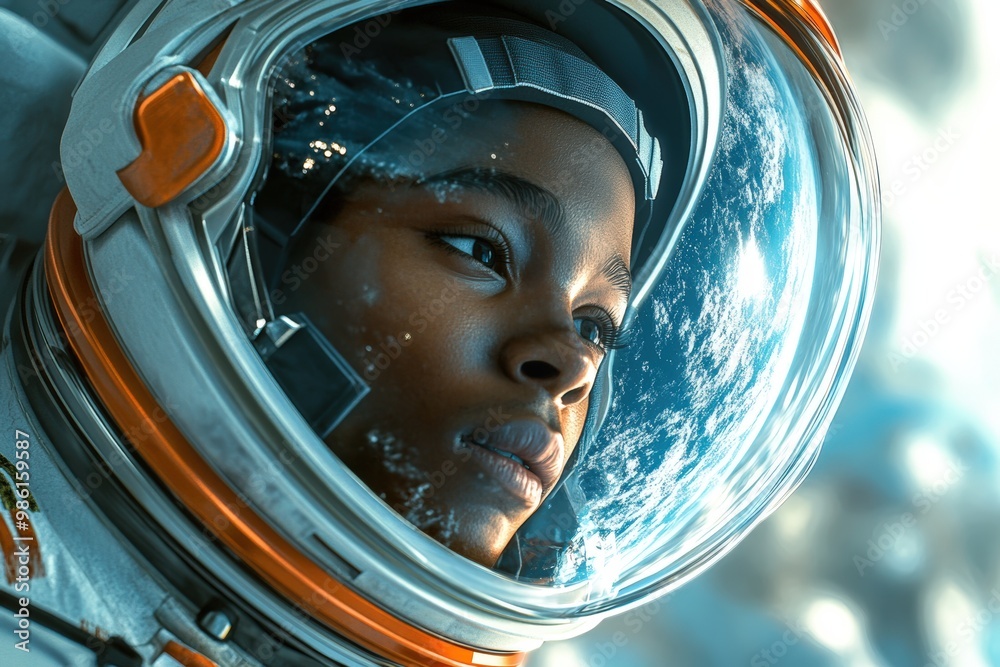 Retro Cartoon Astronaut Floating in Space - Illustration with Bright Colors and Simple Lines. Beautiful simple AI generated image Retro Cartoon Astronaut Floating in Space - Illustration with Bright Colors and Simple Lines. Beautiful simple AI generated image