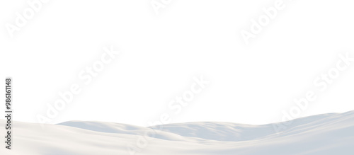 Snow-Covered Hills Under a Calm Sky. 3D render.	

