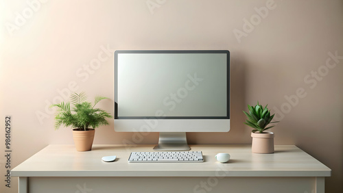 Elegant business desktop computer in gentle colors, Elegant,business, desktop, computer, gentle colors, modern, technology