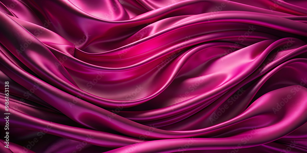 Obraz premium Smooth and flowing magenta silk with abstract wavy patterns , abstract, silk, fabric, texture, background, flowing, elegant, luxurious