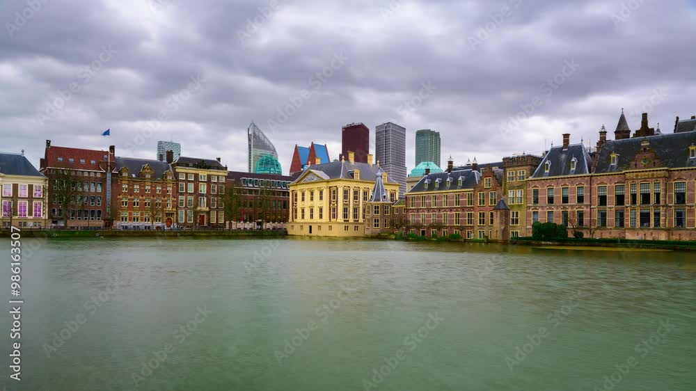 The Hague, Netherlands cityscape on Lake Hofvijver The Hague, Netherlands cityscape on Lake Hofvijver