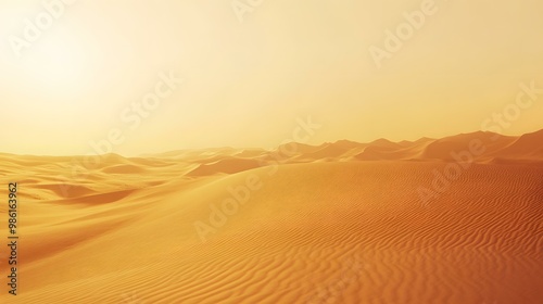 The Golden Sand Dunes Of A Desert Landscape