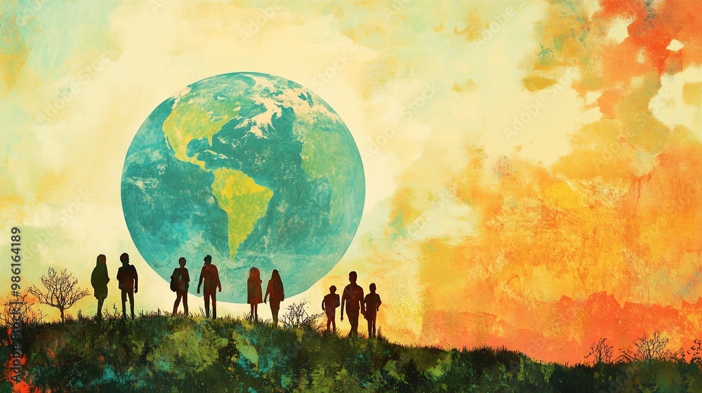 Naklejka premium Raising Public Awareness for Collective Action Against Global Warming