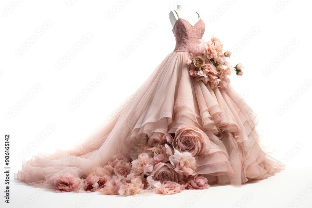 A custom-made wedding dress in a unique shade of blush pink, designed to reflect the bride's personal style and preferences, paired with a bespoke bouquet of her favorite flowers A custom-made wedding dress in a unique shade of blush pink, designed to reflect the bride's personal style and preferences, paired with a bespoke bouquet of her favorite flowers