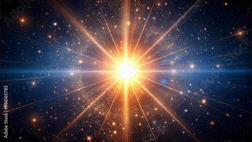 Brilliant starburst illuminating vast cosmic expanse with radiant energy