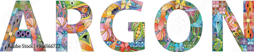 Argon is a chemical element. Vector zentangle object for decoration