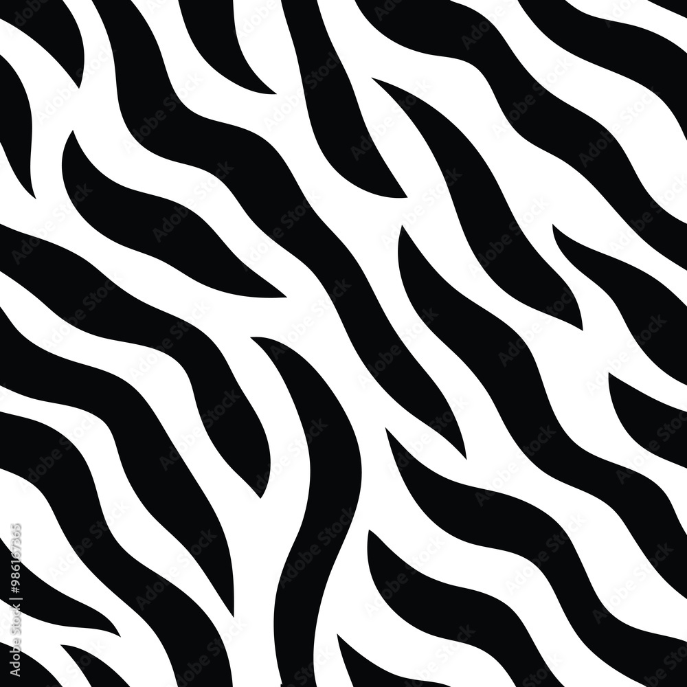 Seamless Zebra Animal Fur Pattern Vector Design. Seamless Zebra Animal Fur Pattern Vector Design.