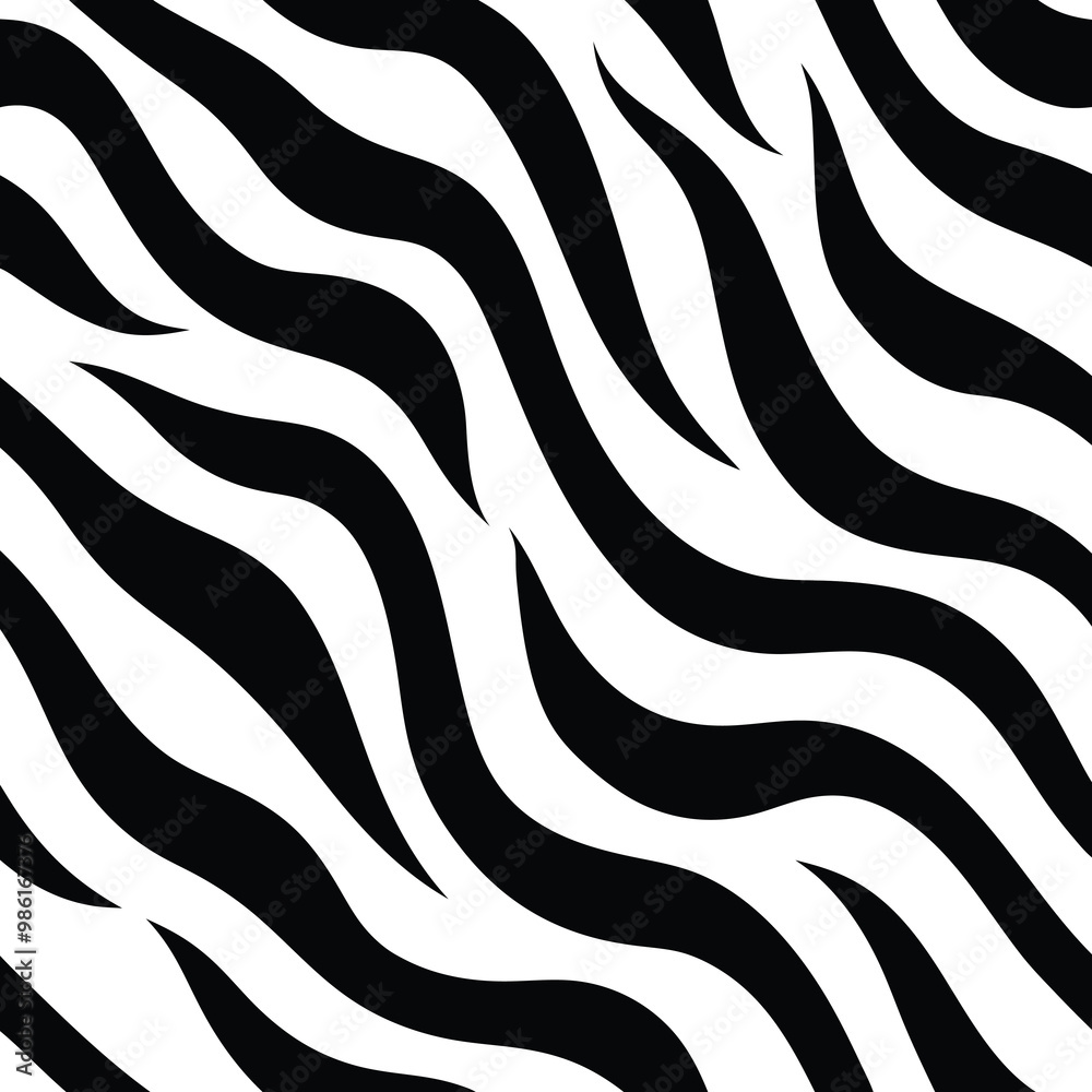 Seamless Zebra Animal Fur Pattern Vector Design. Seamless Zebra Animal Fur Pattern Vector Design.