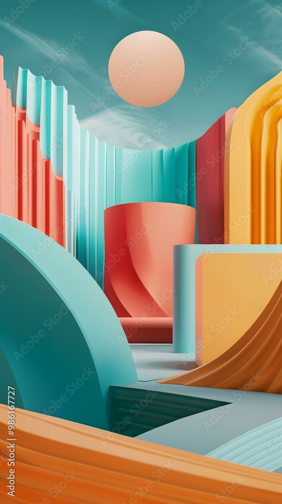 Fototapeta premium Abstract 3D Background with Colorful Shapes and a Sphere