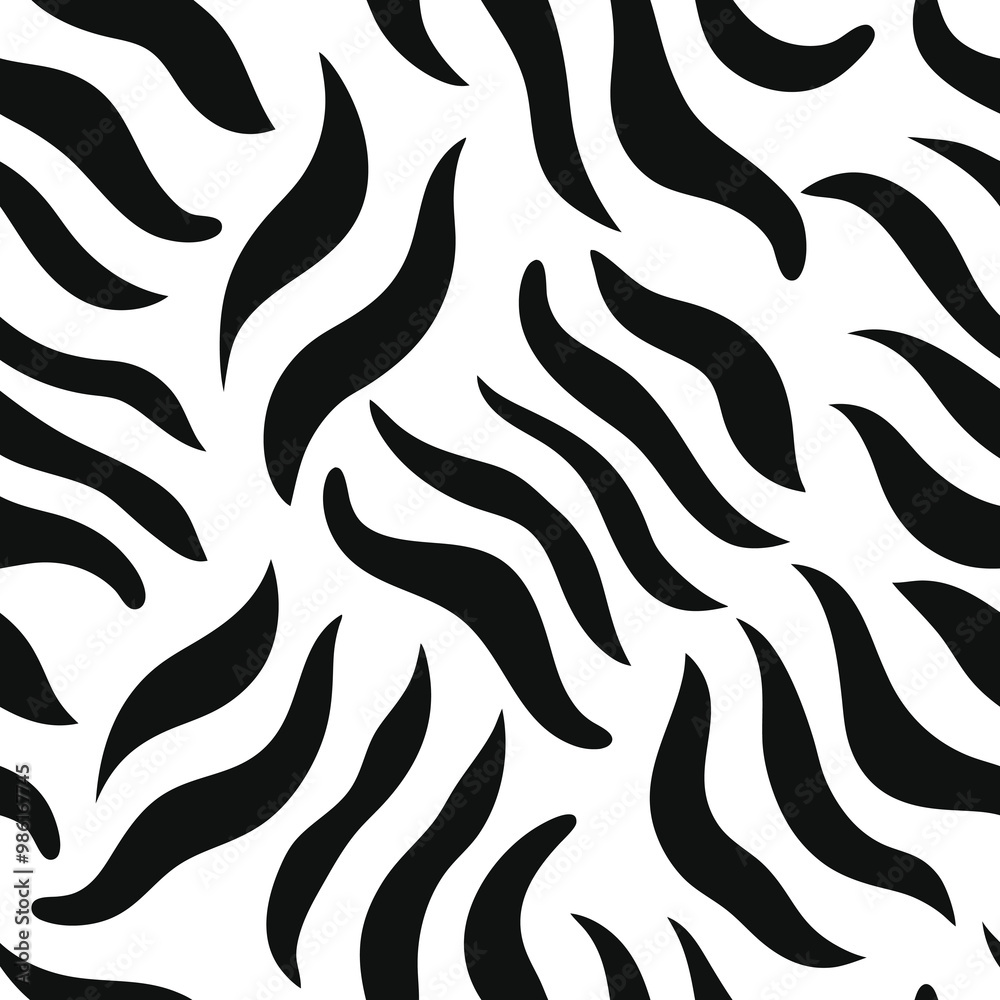 Seamless Zebra Animal Fur Pattern Vector Design.