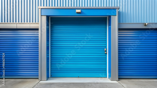 Storage facility with blue door open, storage, facility, blue, door, open, entrance, security, access