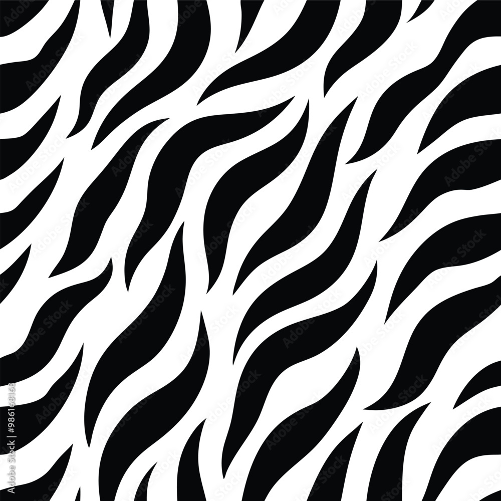 Seamless Zebra Animal Fur Pattern Vector Design. Seamless Zebra Animal Fur Pattern Vector Design.