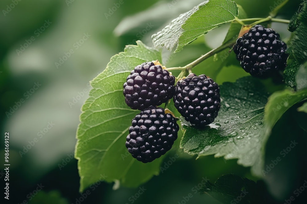 Forest fruits waiting to be picked. Tasy blackberries. Ai Generated Scenery Forest fruits waiting to be picked. Tasy blackberries. Ai Generated Scenery