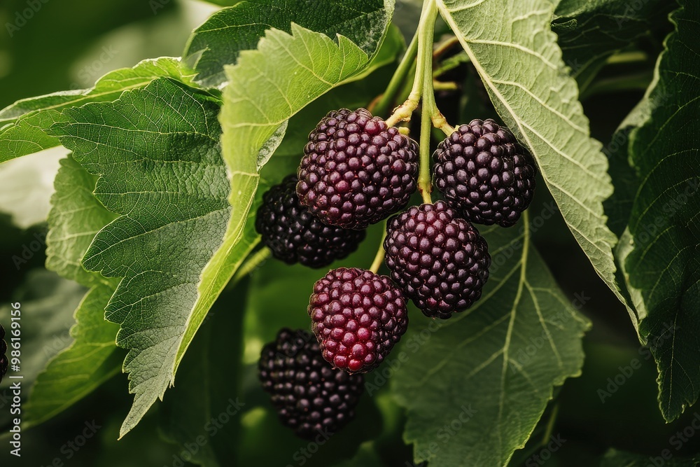Forest fruits waiting to be picked. Tasy blackberries. Ai Generated Scenery Forest fruits waiting to be picked. Tasy blackberries. Ai Generated Scenery