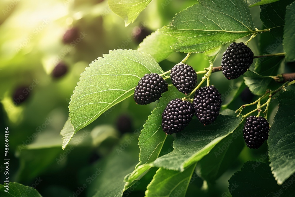 Forest fruits waiting to be picked. Tasy blackberries. Ai Generated Scenery Forest fruits waiting to be picked. Tasy blackberries. Ai Generated Scenery