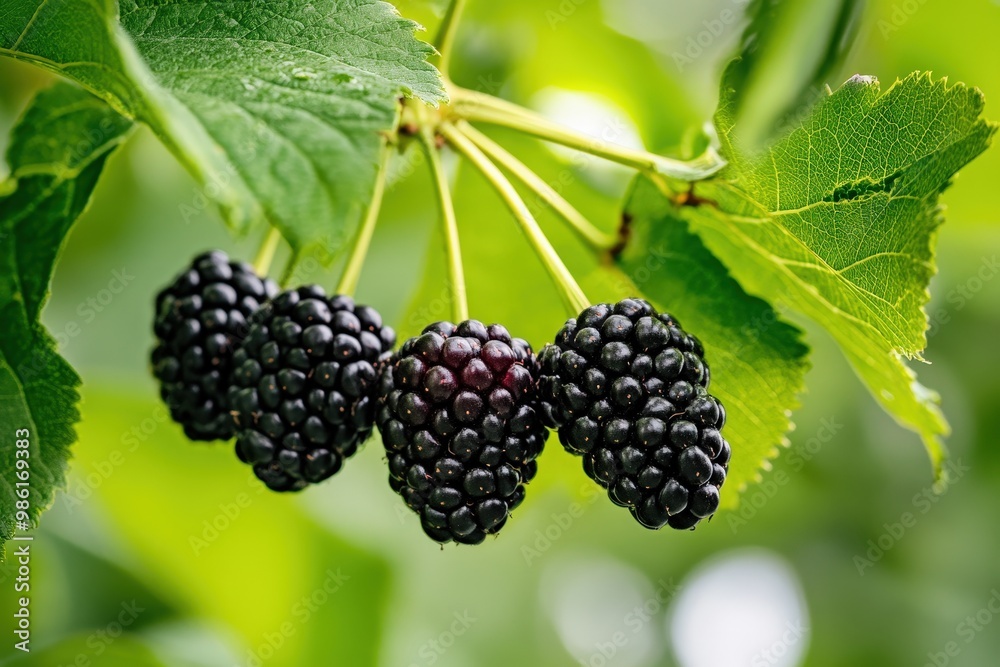 Forest fruits waiting to be picked. Tasy blackberries. Ai Generated Scenery Forest fruits waiting to be picked. Tasy blackberries. Ai Generated Scenery