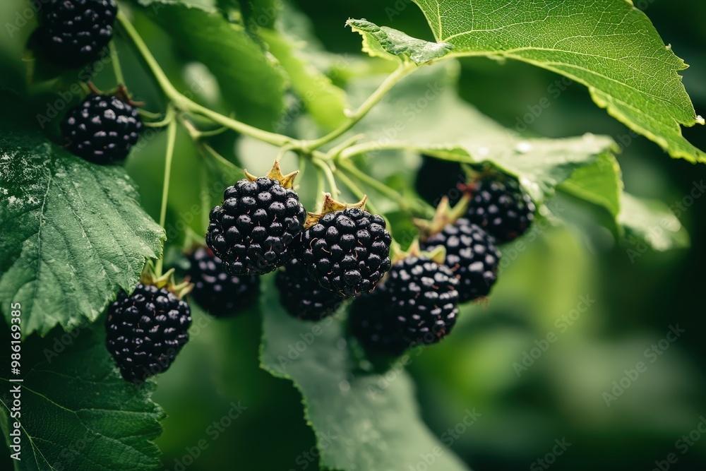 Forest fruits waiting to be picked. Tasy blackberries. Ai Generated Scenery Forest fruits waiting to be picked. Tasy blackberries. Ai Generated Scenery