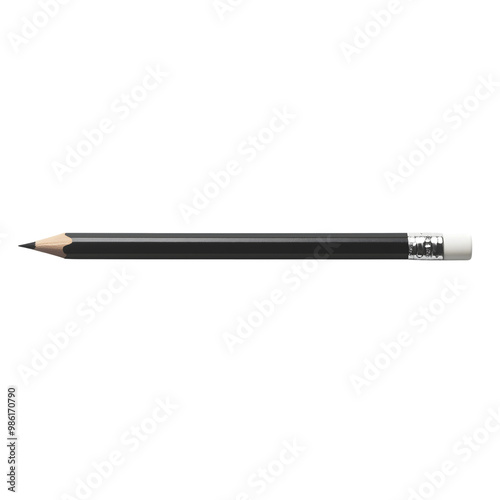 black wooden pencil isolated on transparent background Generative Ai.