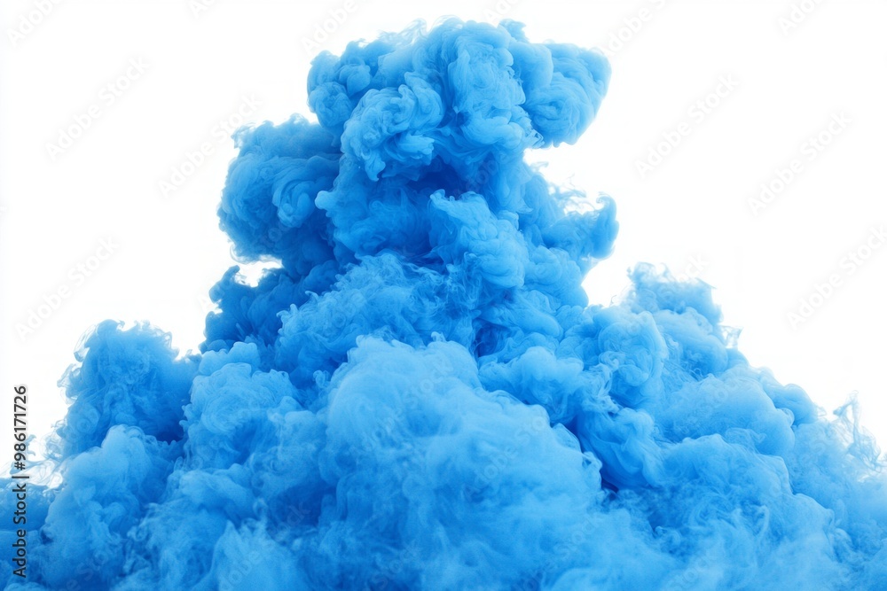 A vibrant display of thick blue smoke rises and swirls against a luminous white backdrop, showcasing intricate details and soft edges with varying opacity. A vibrant display of thick blue smoke rises and swirls against a luminous white backdrop, showcasing intricate details and soft edges with varying opacity.