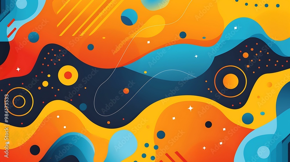 Abstract Background With Blue And Orange Shapes