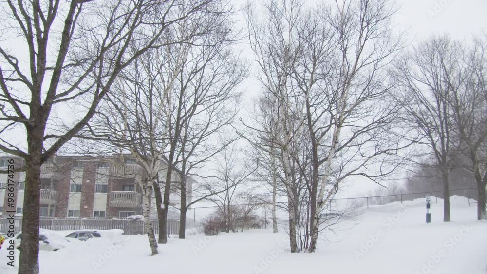 A Powerful Winter Storm In Dartmouth, Canada, Creates Massive Snowdrifts As Strong Winds Sweep Through The City, Covering Wooden Houses In A Blanket Of Snow. A Powerful Winter Storm In Dartmouth, Canada, Creates Massive Snowdrifts As Strong Winds Sweep Through The City, Covering Wooden Houses In A Blanket Of Snow.