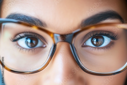 Woman's Eyes Reflecting Determination While Working