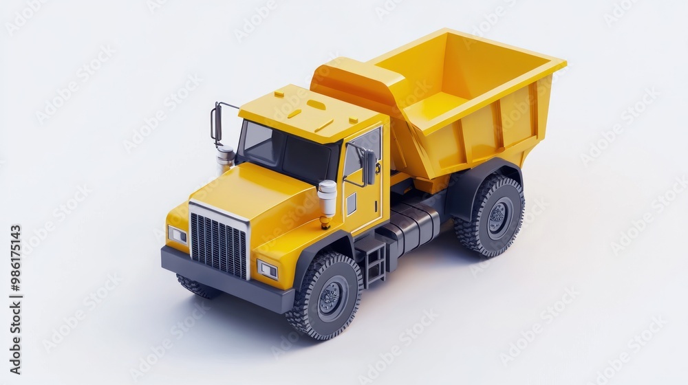 Yellow dump truck isolated on a white background.