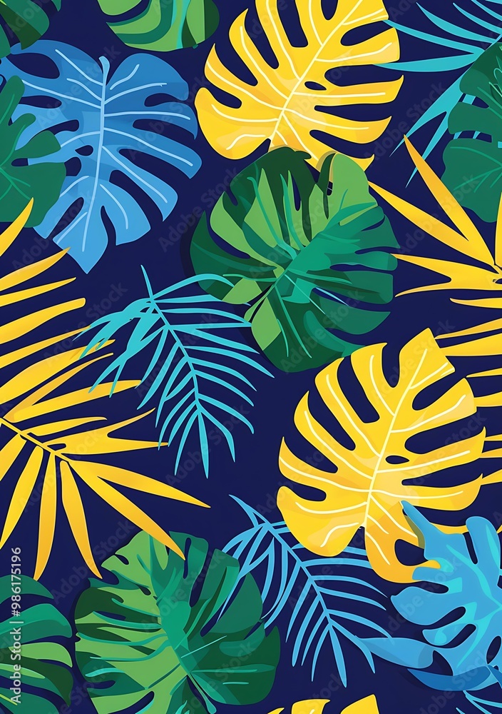 Tropical Leaves Pattern Seamless Background Design Tropical Leaves Pattern Seamless Background Design