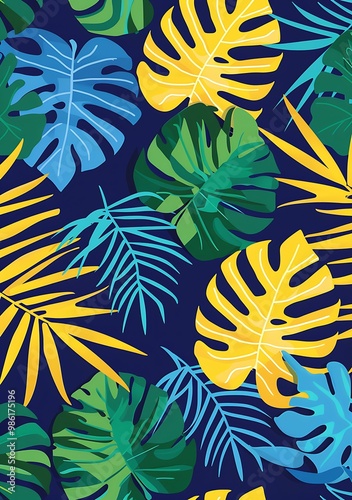 Wallpaper Mural Tropical Leaves Pattern Seamless Background Design Torontodigital.ca