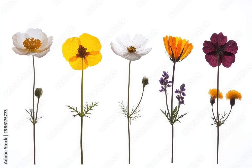 Obraz premium Abstract -rendered flower field scene with stylized flowers in a spring background, , abstract. Beautiful simple AI generated image