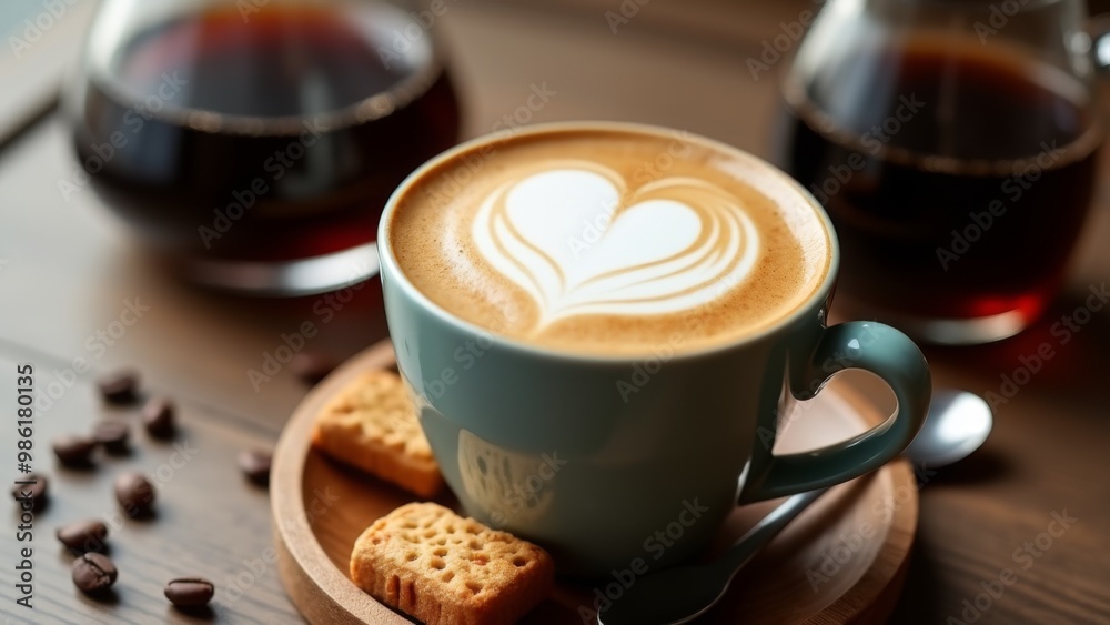 Generative AI, a cup of coffee with a heart shaped pattern on it and a spoon on a saucer next to a cup of coffee, morning, a stock photo, art photography
Generative AI, a cup of coffee with a heart shaped pattern on it and a spoon on a saucer next to a cup of coffee, morning, a stock photo, art photography