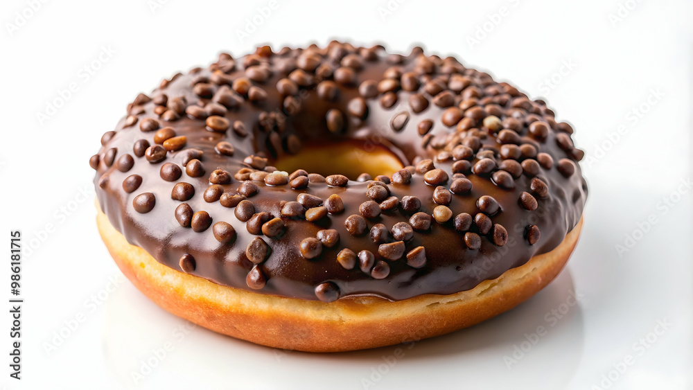 Chocolate donut topped with chocolate chips, donut, chocolate, dessert, sweet, bakery, pastry, indulgence, treat, snack, delicious Chocolate donut topped with chocolate chips, donut, chocolate, dessert, sweet, bakery, pastry, indulgence, treat, snack, delicious