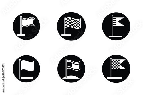 Vector art style milestone flag icon bundle set design