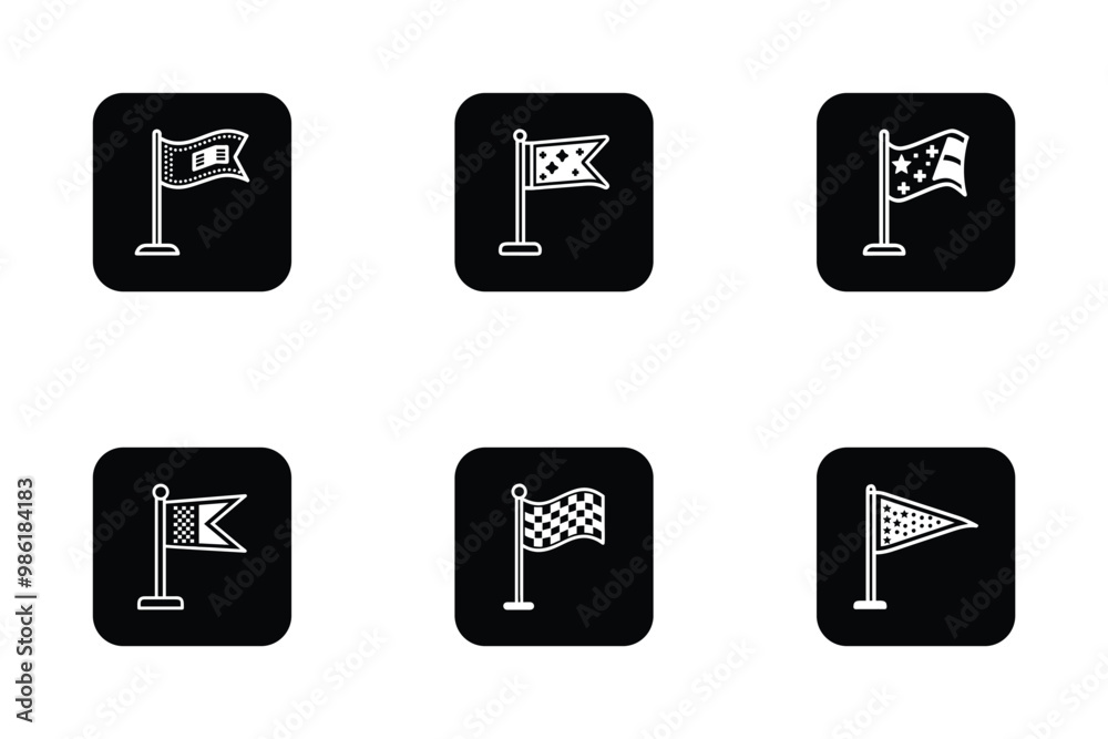 Vector art style milestone flag icon bundle set design Vector art style milestone flag icon bundle set design