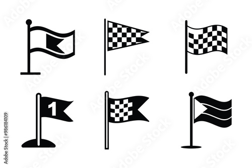 Vector art style milestone flag icon bundle set design