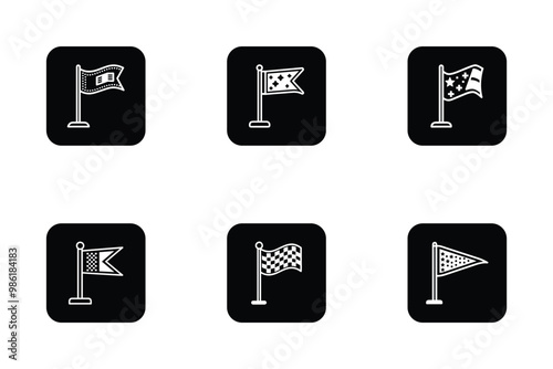 Vector art style milestone flag icon bundle set design