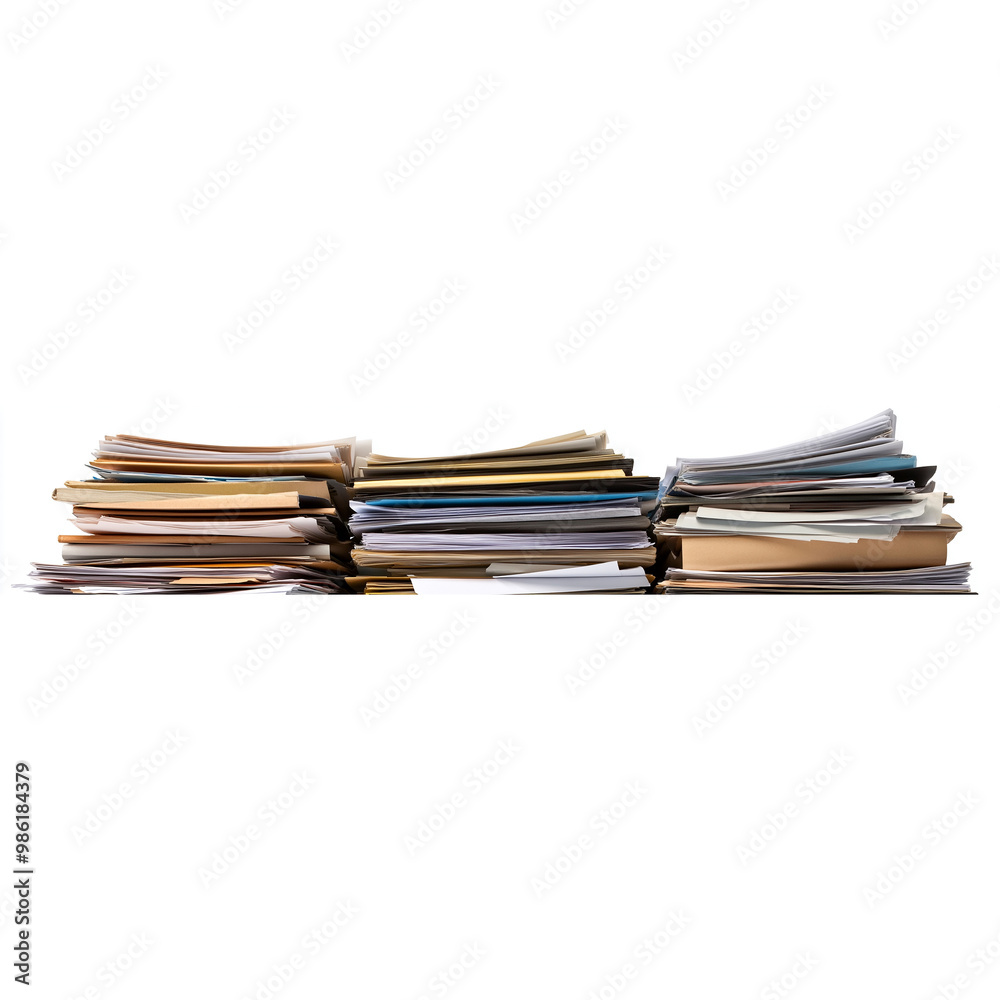 Stacks of paper and documents isolated on a white background Stacks of paper and documents isolated on a white background