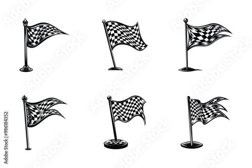 Vector art style milestone flag icon bundle set design