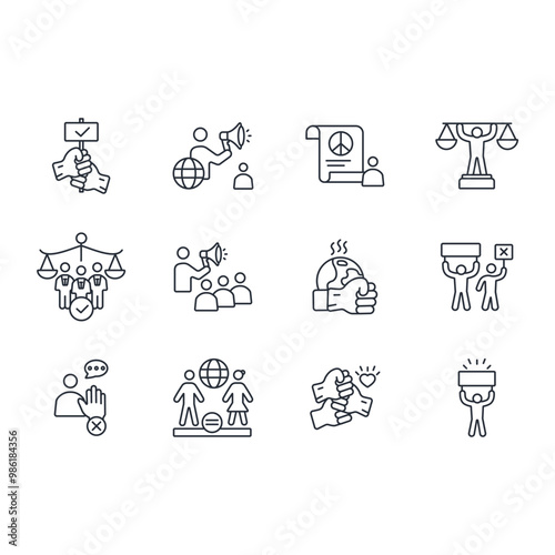 Wallpaper Mural activism protest icon set.vector.Editable stroke.linear style sign for use web design,logo.Symbol illustration. Torontodigital.ca