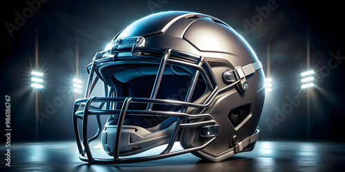 Futuristic high-tech American football helmet with advanced features , high-tech, futuristic