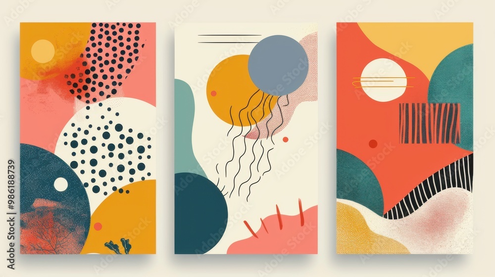 Modern abstract covers set, minimal covers design. Colorful geometric background, vector illustration. Modern abstract covers set, minimal covers design. Colorful geometric background, vector illustration.