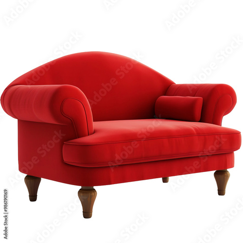 red sofa isolated on white background