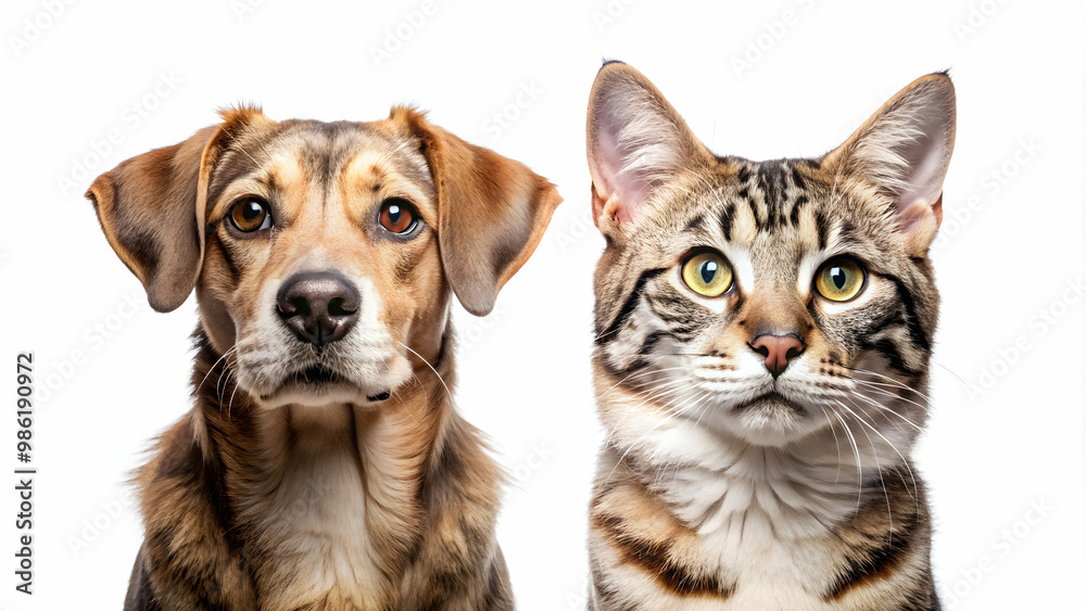 Symmetrical composition of a dog and a cat , Pets, animals, cute, furry, domestic, friends, balance, harmony Symmetrical composition of a dog and a cat , Pets, animals, cute, furry, domestic, friends, balance, harmony