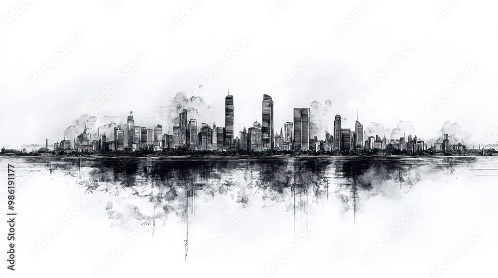 Naklejka premium Corrientes, Argentina, black and white pen pencil hand-drawn effect drawing illustration for travel poster, card, wallpaper, backdrop or banner. Modern, clear, artistic and simple