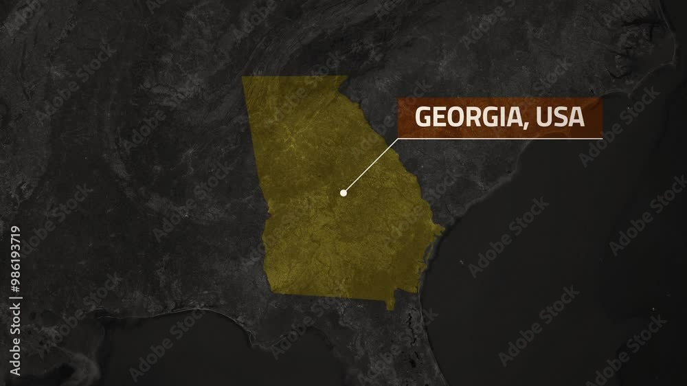 Map of Georgia, USA - Map Animation - Georgia GIS from World Map - Vox Map Style - State of USA - Infographic & Documentary Ready - 4K