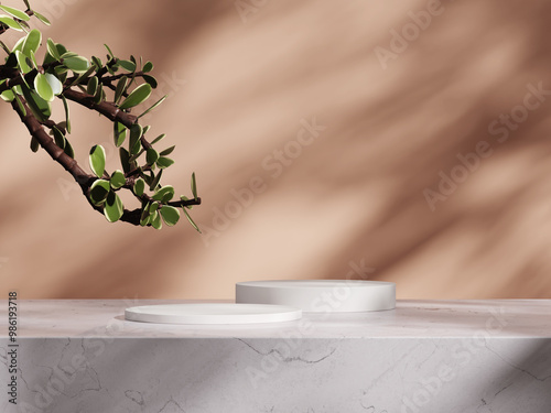 3d display product beige minimal scene with geometric podium platform. cylinder background 3d rendering with podium. stand for cosmetic products. Stage showcase on pedestal 3d beige studio