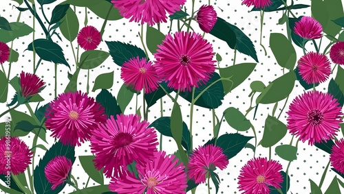 Magenta asters geometric dot seamless plain white background design
