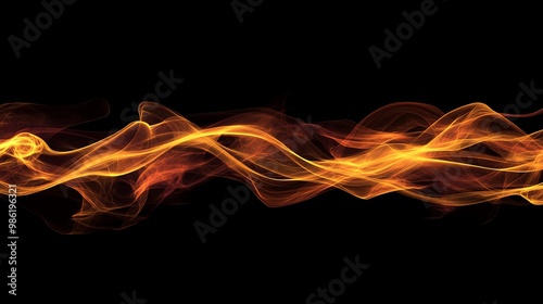 Dynamic and vibrant flame swirls on a black background, showcasing the energy and beauty of fire in an abstract style.